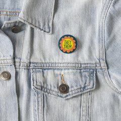 THEY / THEM Pronouns Flower Pride Handlettered Button