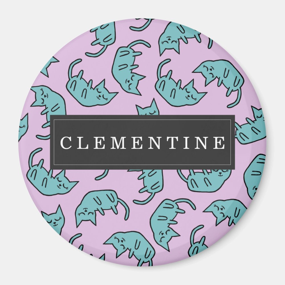 Peaceful Kitty Pattern with first name Magnet
