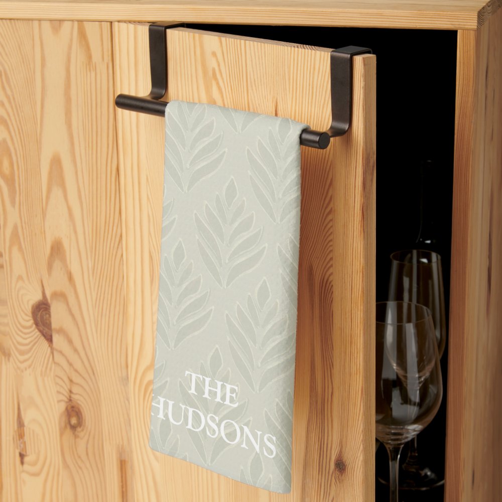 Timeless Elegant Olive Green Botanical Custom Kitchen Towel