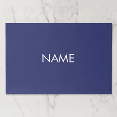 Minimalist navy blue custom name paper placemats