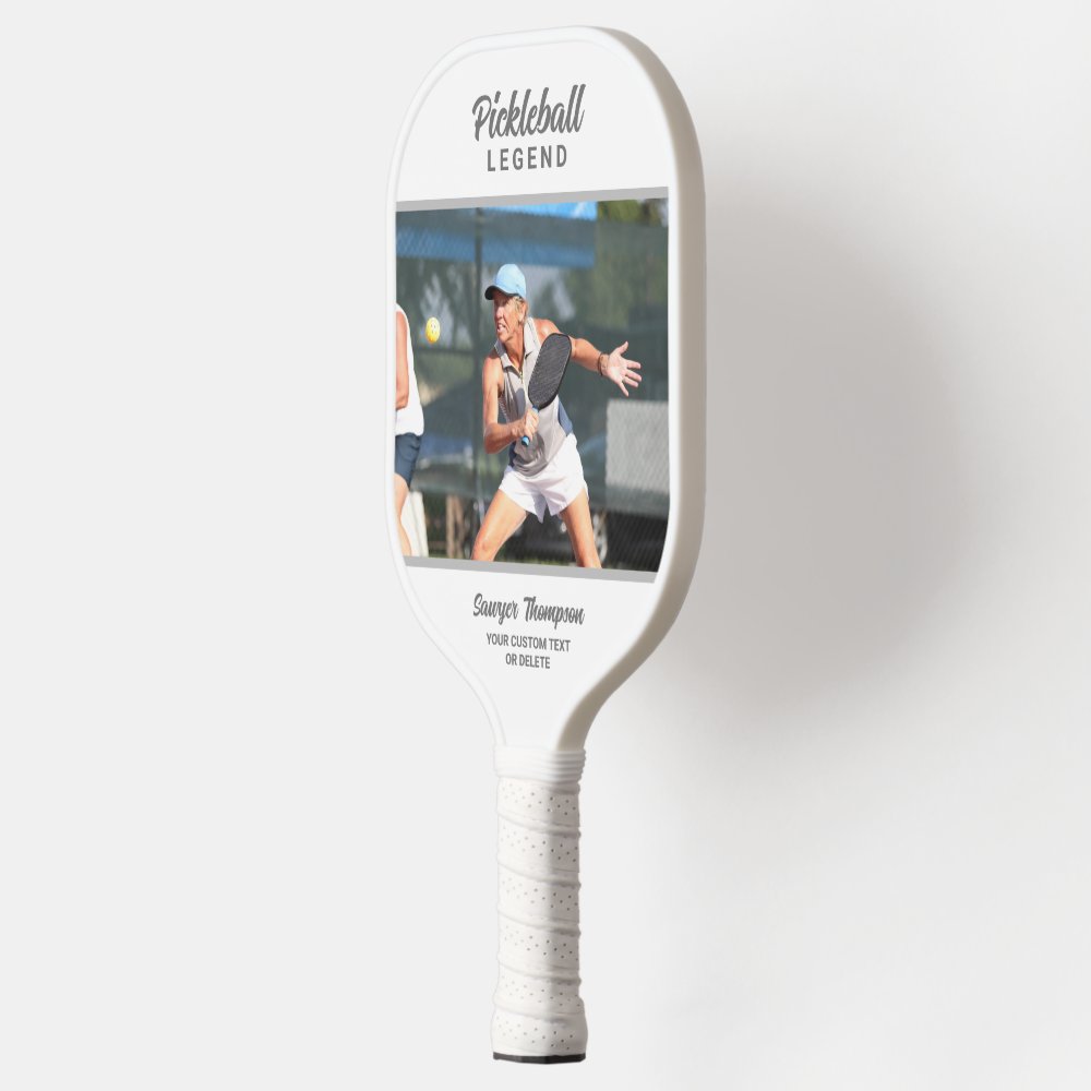 Fun Custom Text and Photo White Personalized Pickleball Paddle