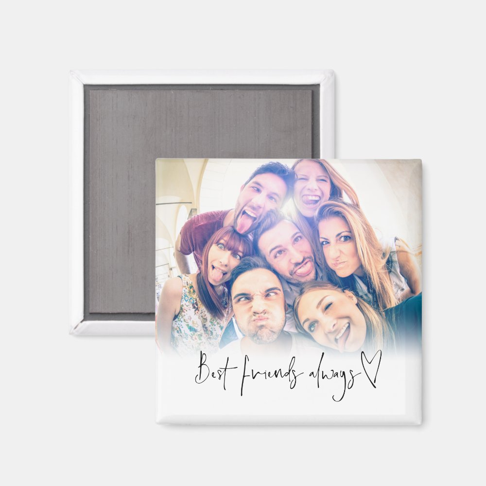 Best Friends Always Modern Heart Script Photo Magnet