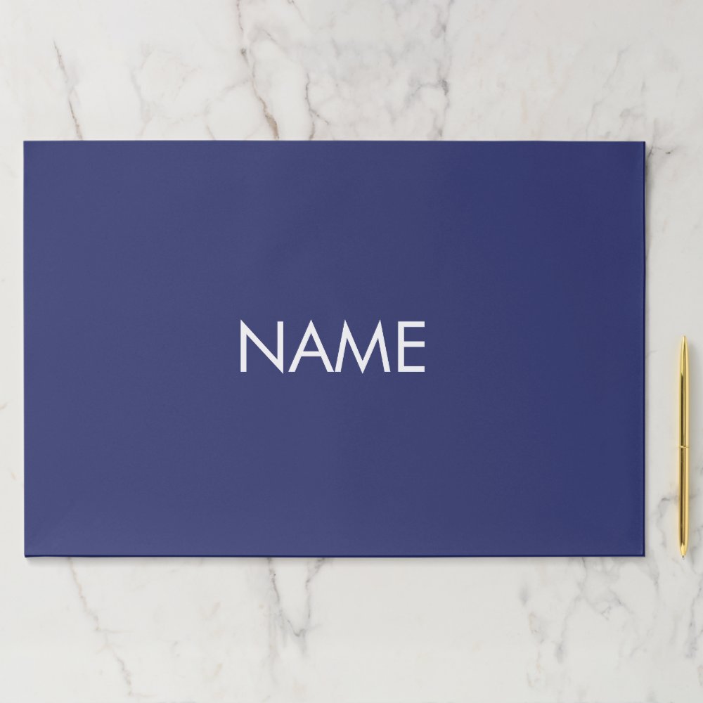 Minimalist navy blue custom name paper placemats