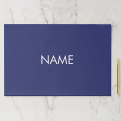 Minimalist navy blue custom name paper placemats