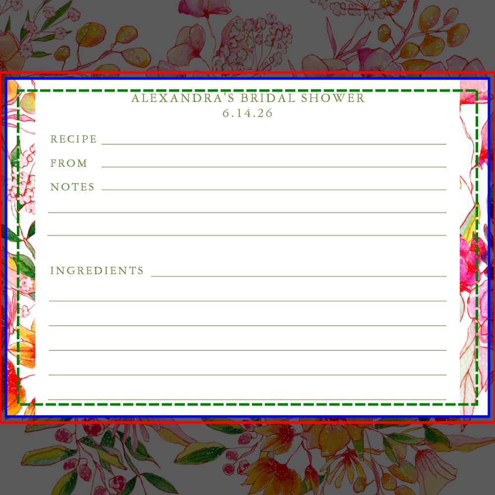 Cute Modern Pink Orange Flowers Shower Recipe Card