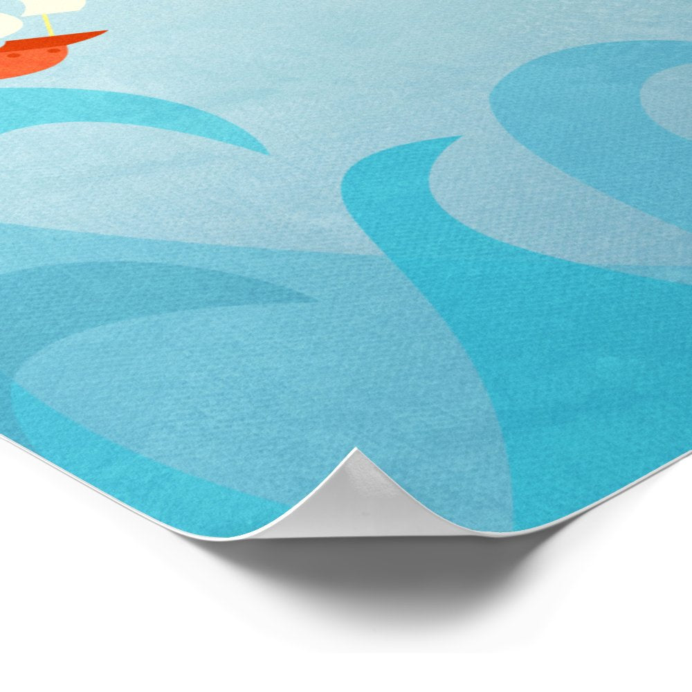 Nautical Sailing Boat Art Poster
