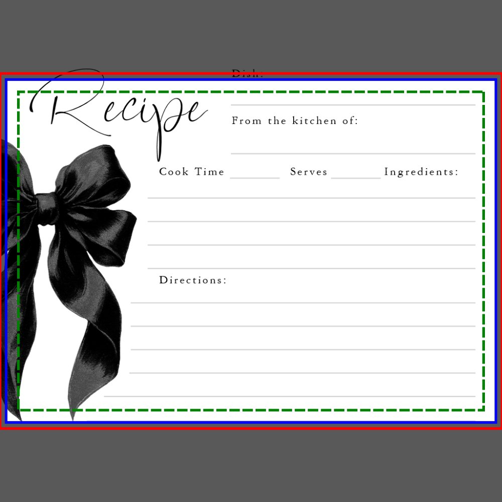She's Tying the Knot Black Bow Bridal Recipe Card