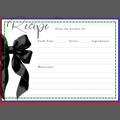 She's Tying the Knot Black Bow Bridal Recipe Card