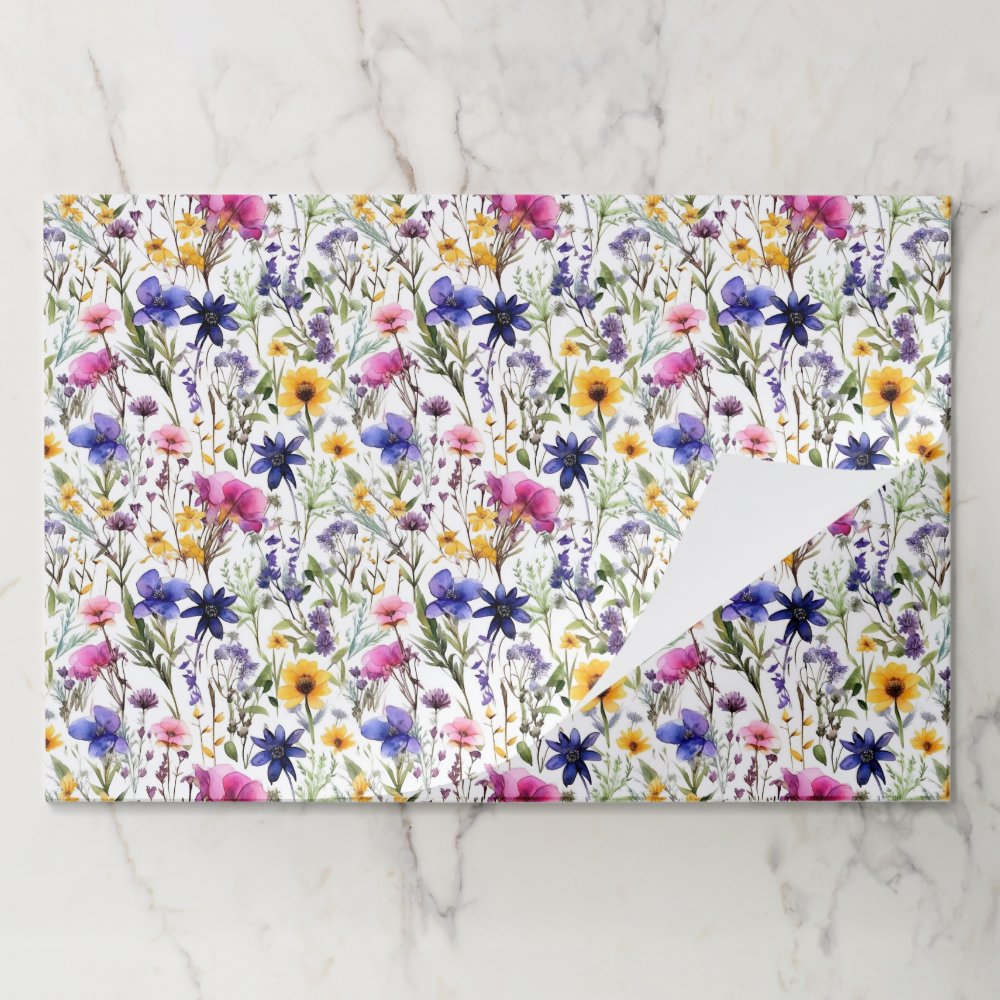 Wildflowers Paper Placemats, Garden Floral Mats