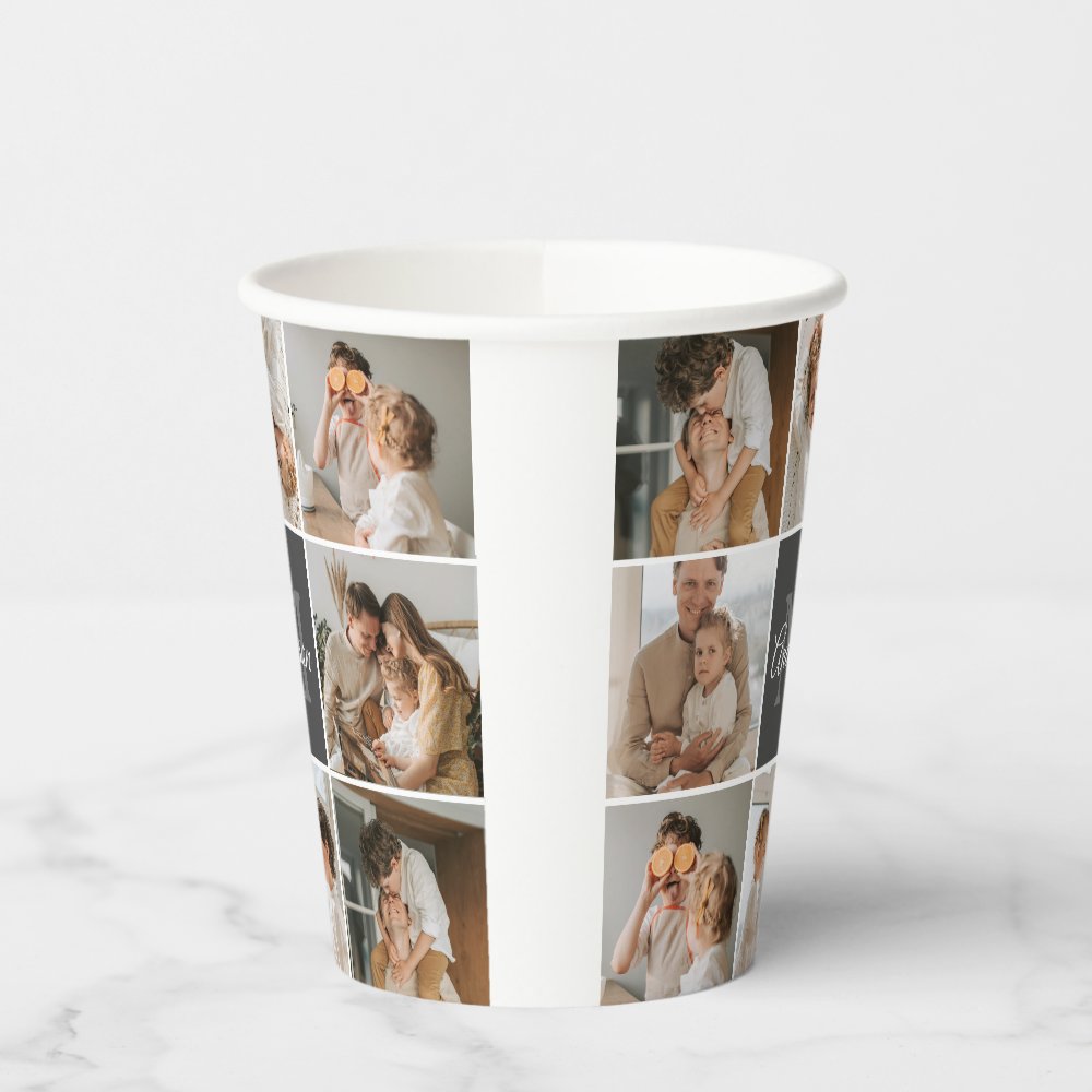 Modern Family Collage Photo & Personalized Gift Paper Cups