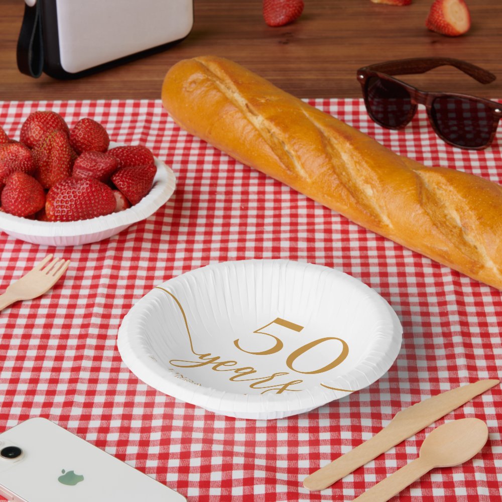 Elegant Champagne 50th Wedding Anniversary Paper Bowls