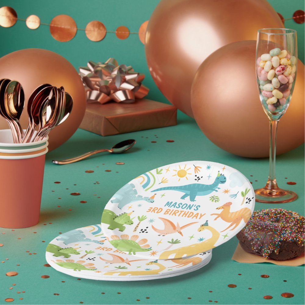 Blue Dinosaur Birthday Party  Paper Plates