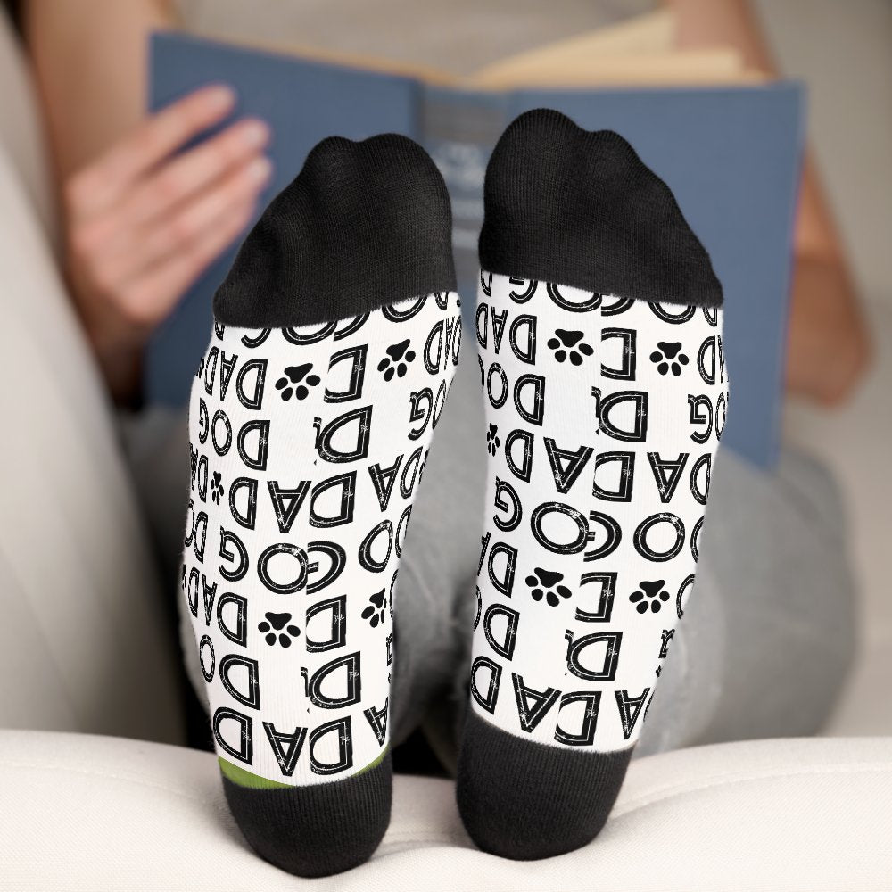 Retro DOG DAD Personalized Pattern Pet Photo Crew Socks