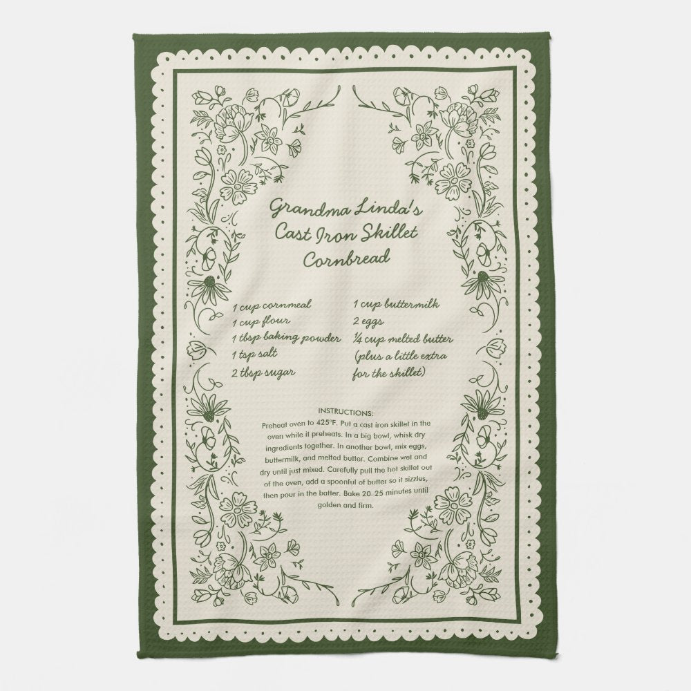 Custom Family Recipe Kitchen Towel Keepsake