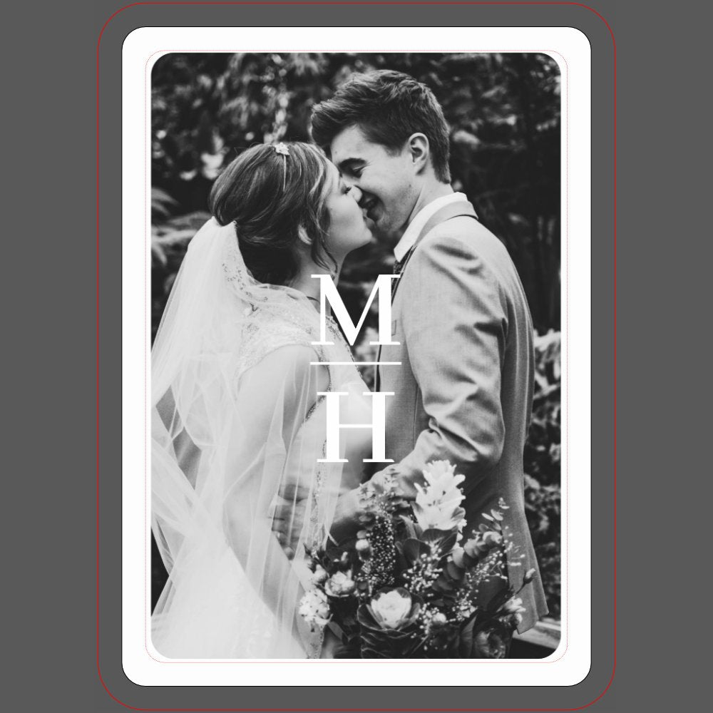 Couples Initials Retro Photo Monogram Poker Cards