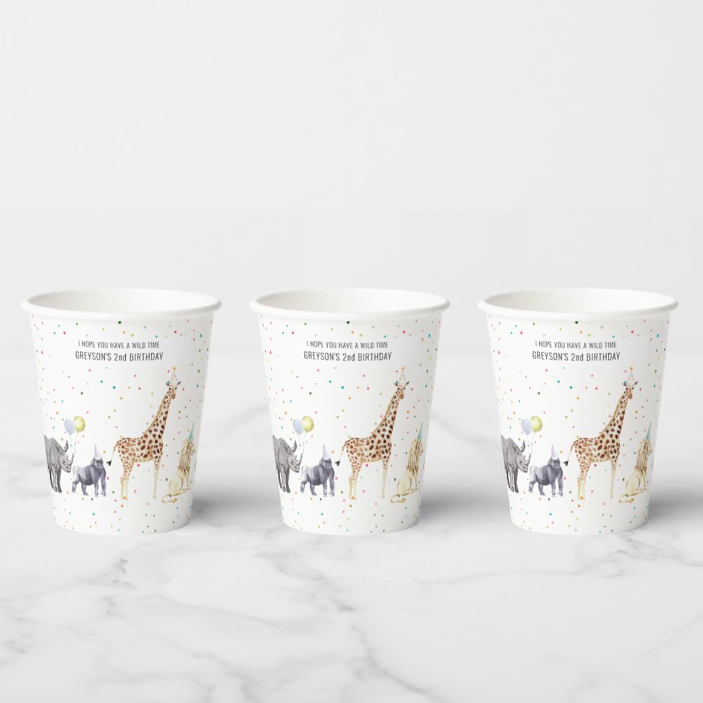 Modern Simple Party Animal | Wild Animal Birthday  Paper Cups