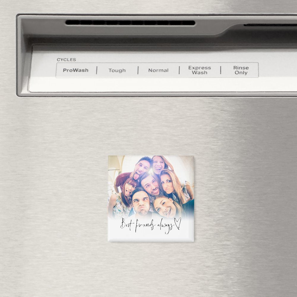 Best Friends Always Modern Heart Script Photo Magnet