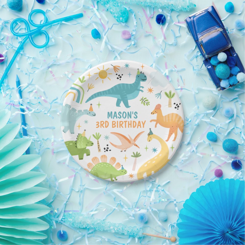 Blue Dinosaur Birthday Party  Paper Plates