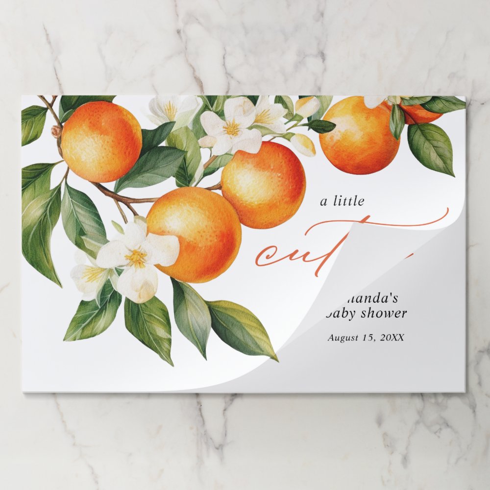 Little Cutie Orange Baby Shower Paper Placemats