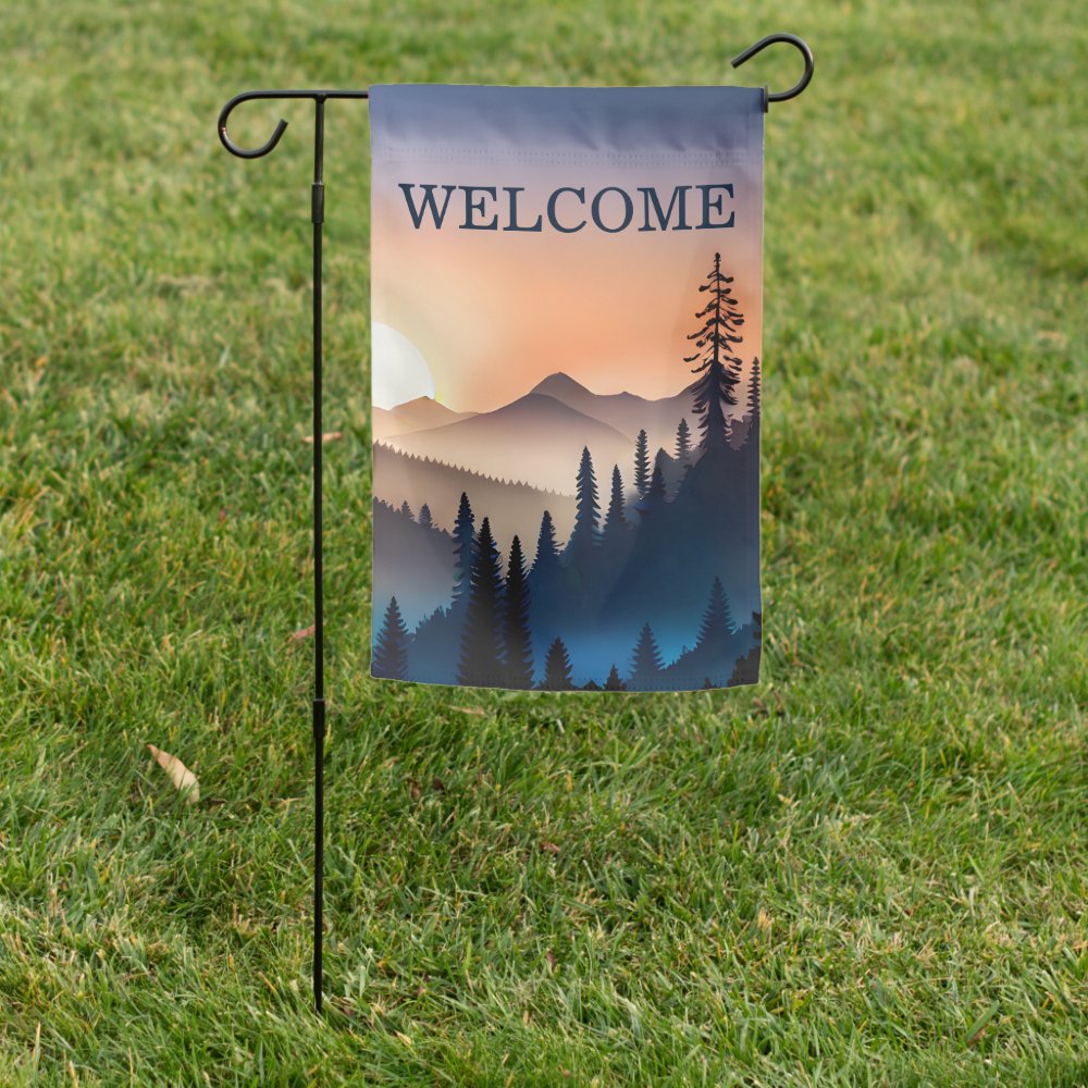 Double Sided Sunrise Over the Mountains Welcome  Garden Flag