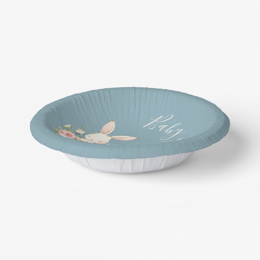 Blue Baby Love Script Baby Shower Paper Bowls
