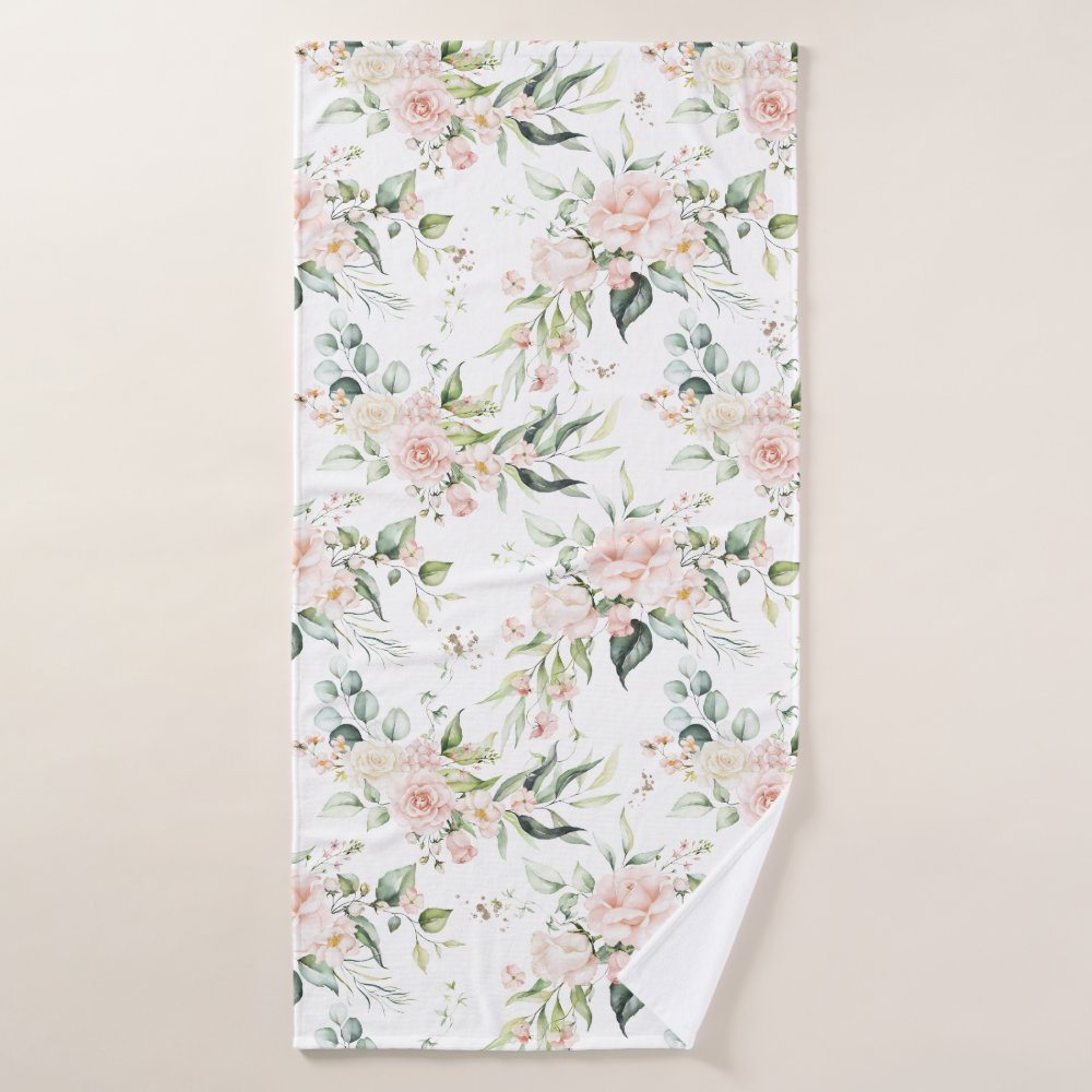 Elegant Blush Pink Eucalyptus Bath Towel Set