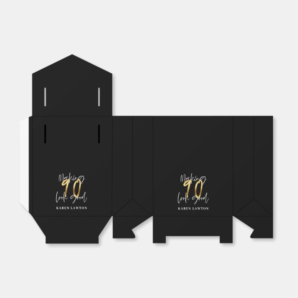 Making 90 look good gold birthday favor box