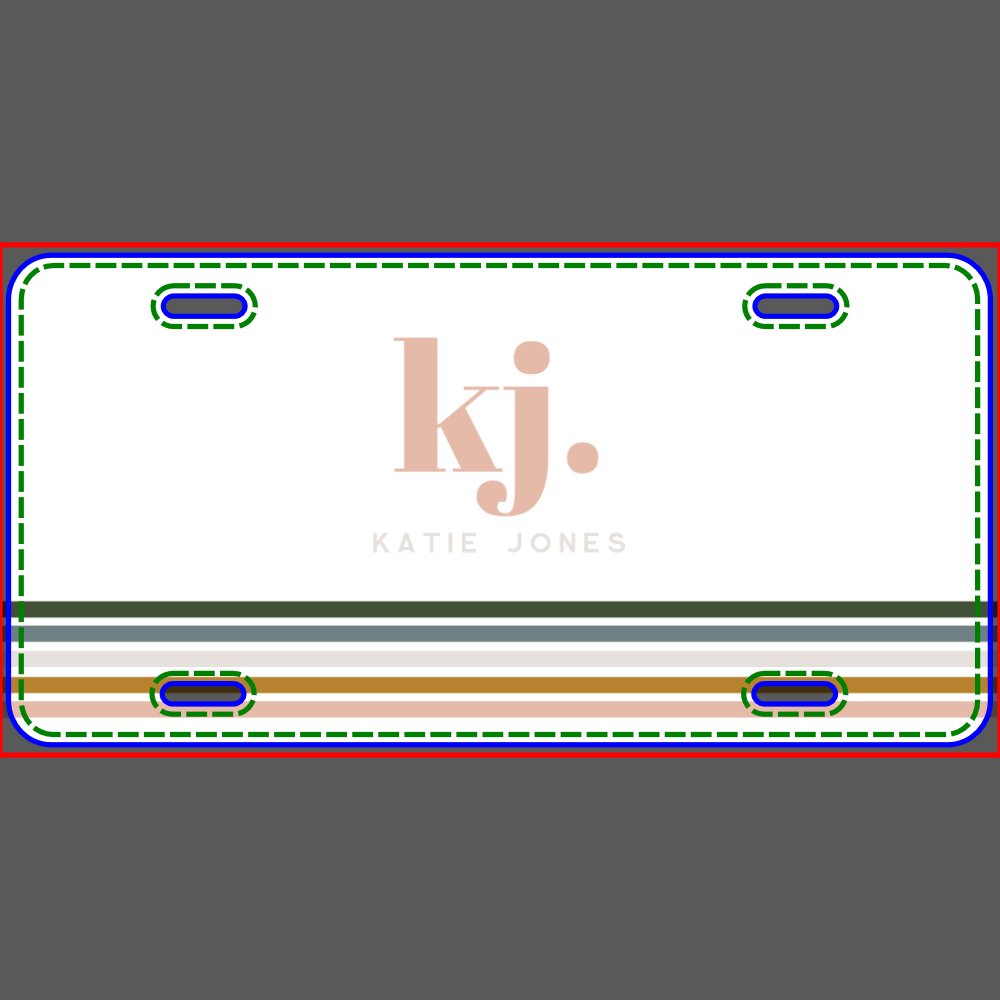 Chic Retro Stripes Monogram License Plate