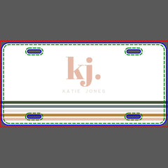 Chic Retro Stripes Monogram License Plate