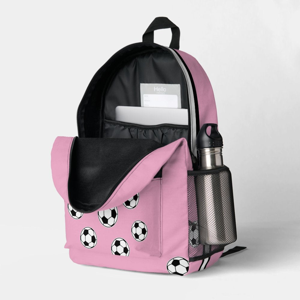 Soccer Pink Personalized Kids Back to School Printed Backpack