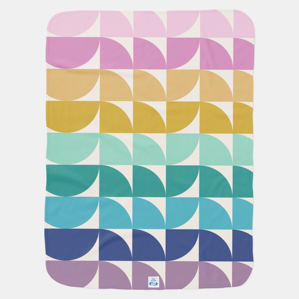 Cute Pastel Rainbow Geometric Shapes Personalized Baby Blanket