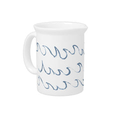 Waves Minimal Abstract Hand Drawn Sea Pattern    Beverage Pitcher