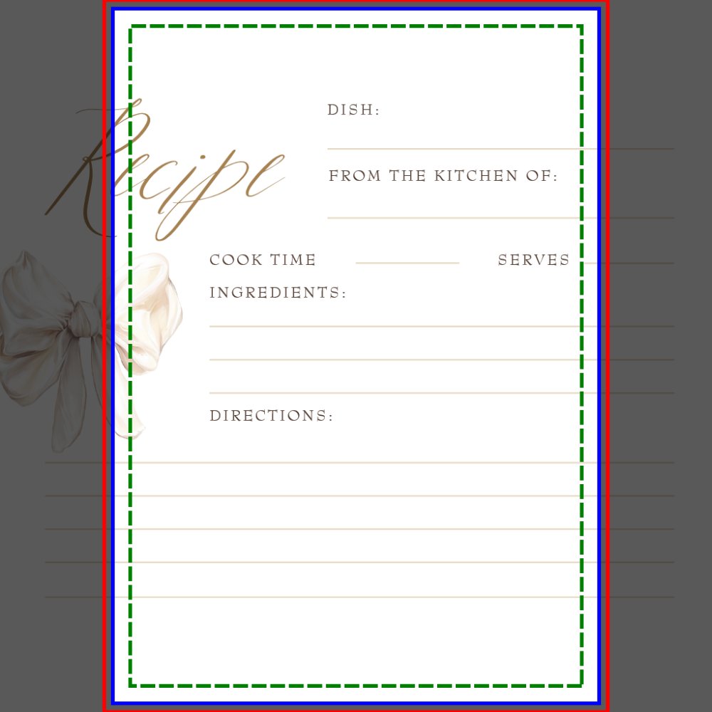 Cream Bow Elegant Bridal Shower Recipe Cards