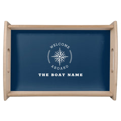 elegant navy blue nautical compass boat  serving tray