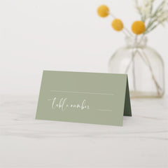 Elegant & modern sage green wedding place card