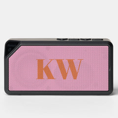 Modern Pink Orange Monogram Initials Personalized Bluetooth Speaker