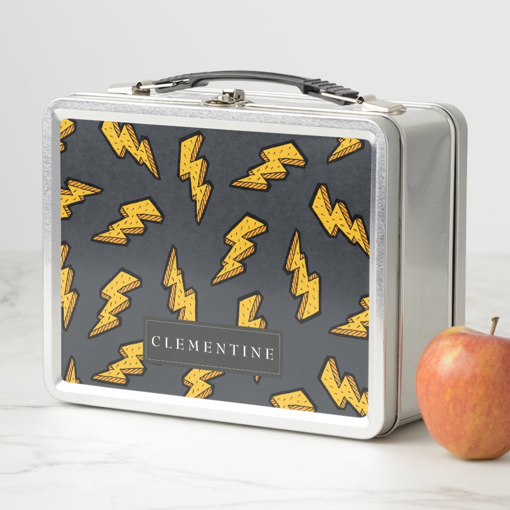 Lightning Bolt Pattern Fun and Pop Metal Lunch Box