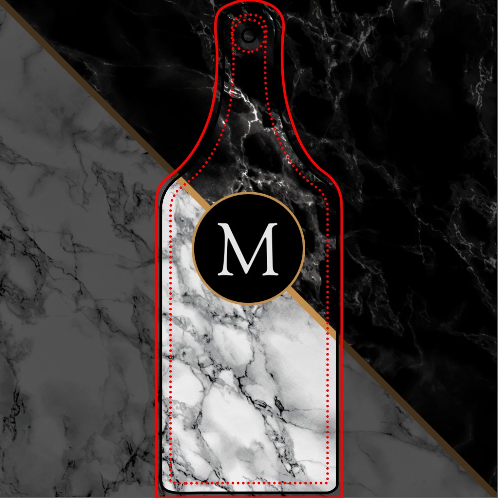 Custom Letter Black White Marble Cutting Board