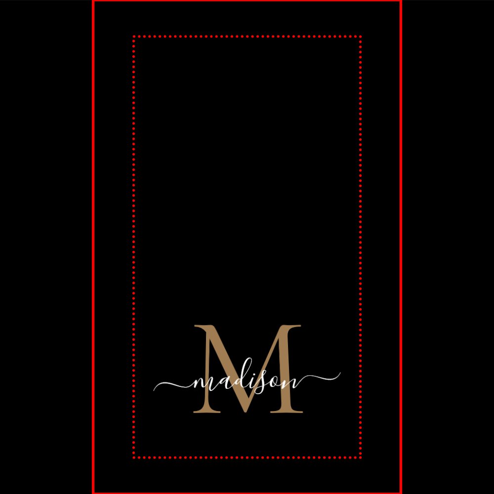 Elegant Simple Black Gold Monogram Script Name Hand Towel