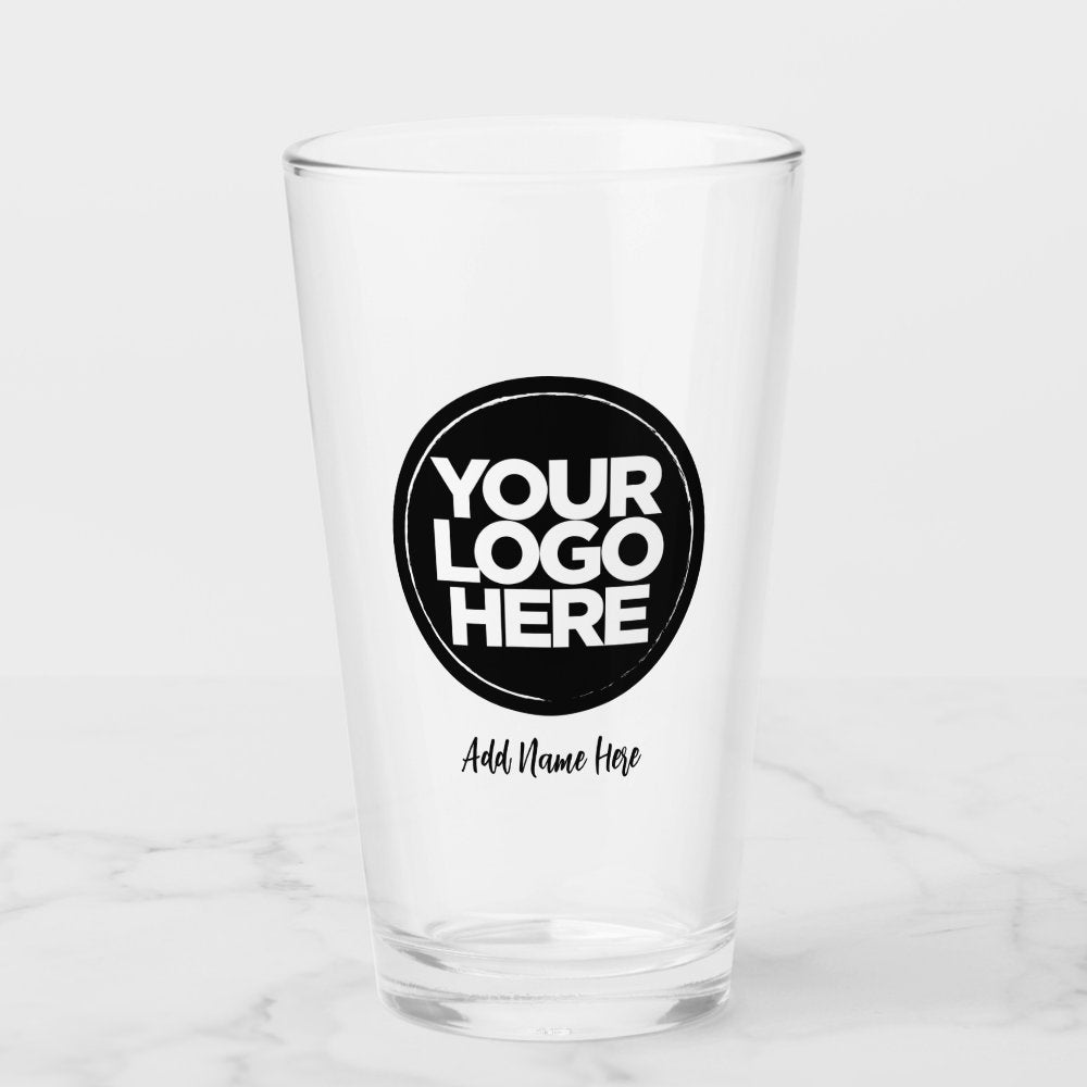 Personalized Logo, Casual Script text Beer Glasses