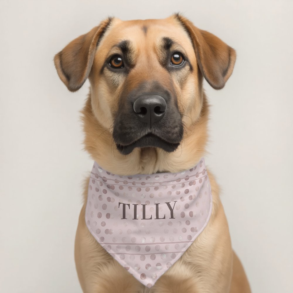 Cute Chic Pink Polka Dot Pet Dog Bandana Collar