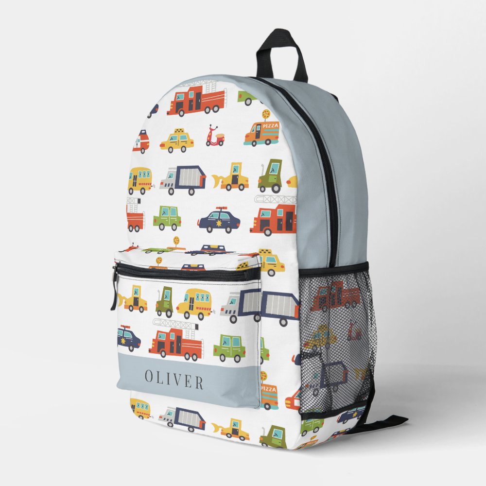 Transportation City Cars & Trucks Boy Printed Backpack