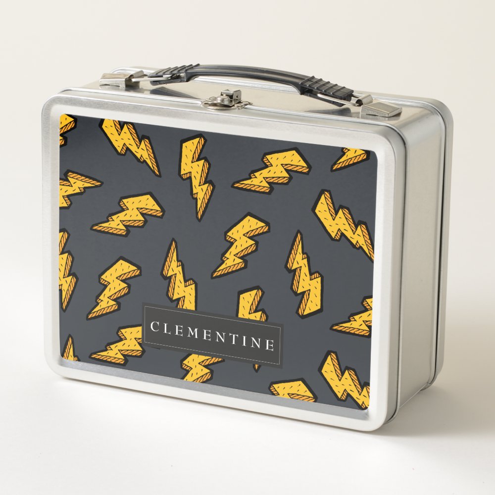 Lightning Bolt Pattern Fun and Pop Metal Lunch Box