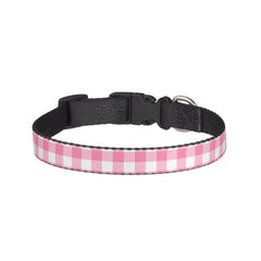 Cute Pink Gingham Pattern Pet Collar