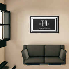 Monogram Family Year Established Black White Rug