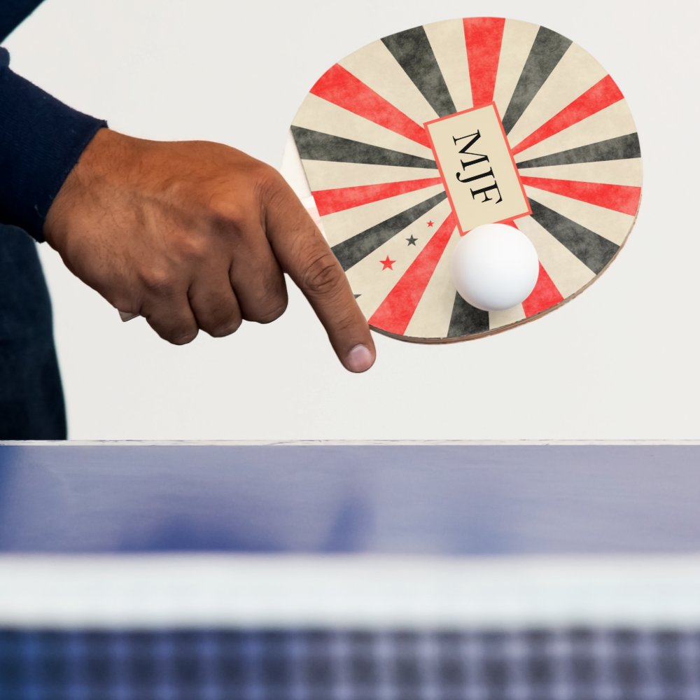 Monogram Casino Black and Red Ping Pong Paddle