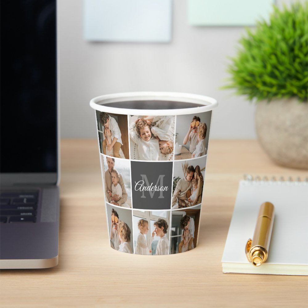 Modern Family Collage Photo & Personalized Gift Paper Cups
