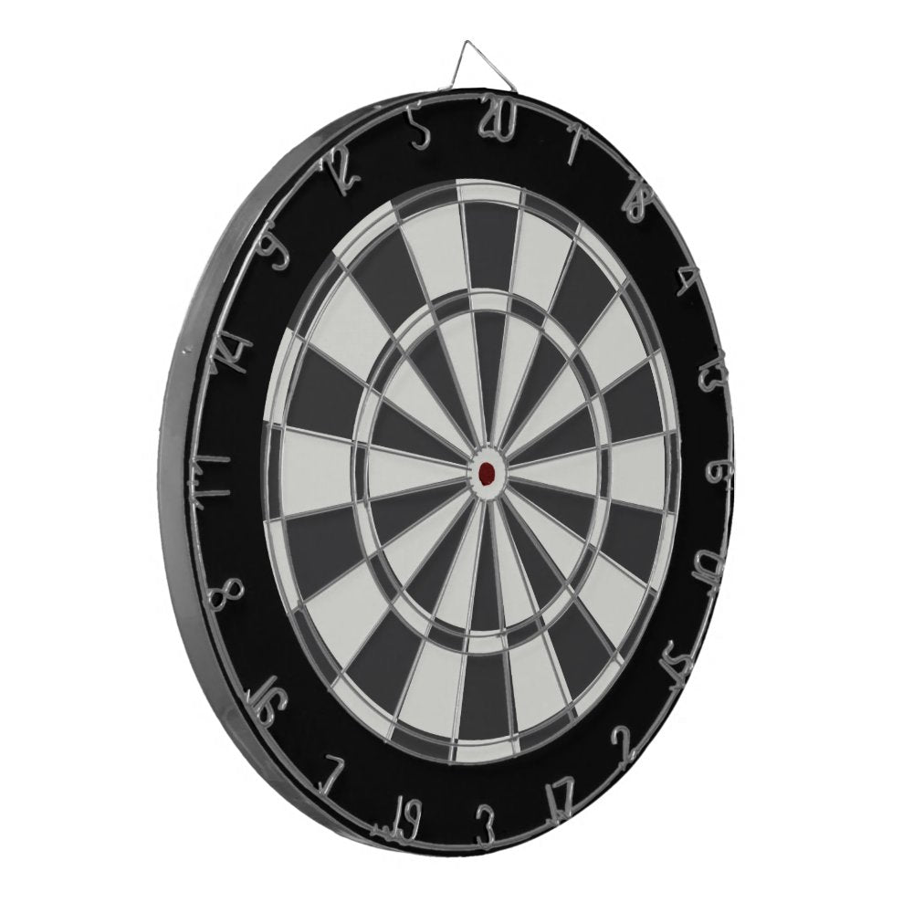 Charcoal Gray Black And White Dartboard With Darts