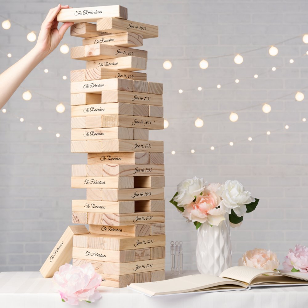 Personalized Wedding Lawn Game Giant Jenga Tower