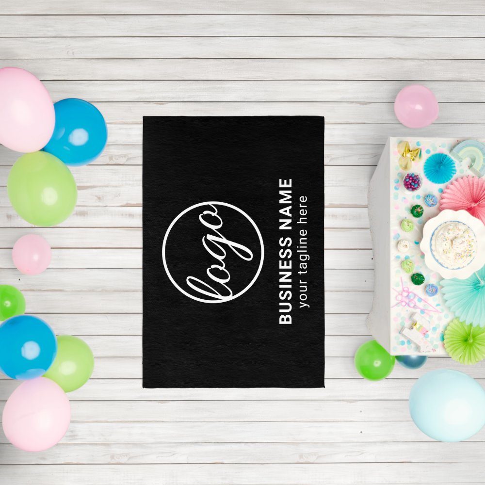 Simple Custom Logo Black Business Rug